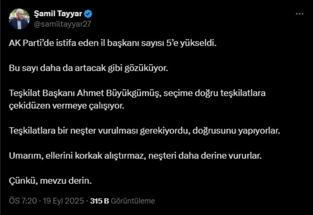 AK partisinde sonraki istifalar! Shamil Tayyar'dan şaşırtıcı yorum ... 